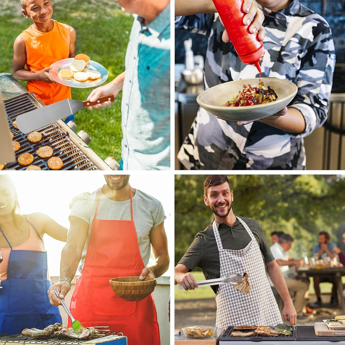 Grillspachtel Set Edelstahl 8-teilig BBQ Zubehör Profi Grillwender Kit