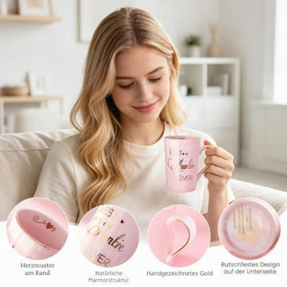 Tasse "Best Auntie Ever" mit Deckel & Löffel – Geschenk für Tante