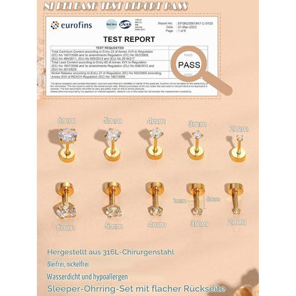 Ohrringe Set Silber Gold 5 Paar Zirkonia Damen Herren