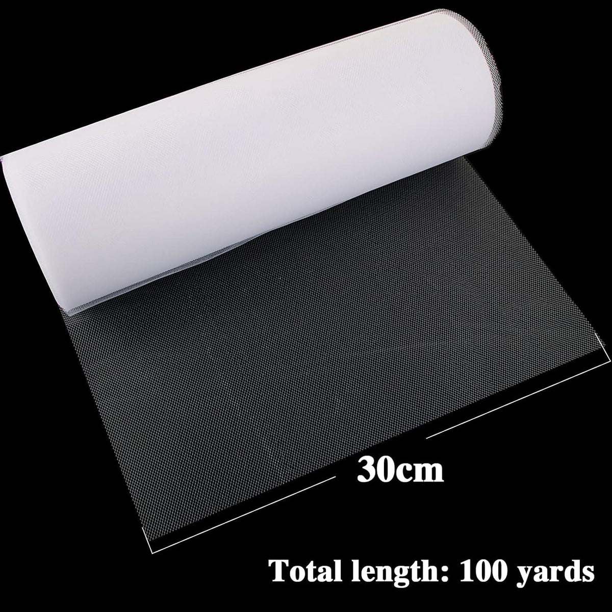 30cm x 91.5m Tüllstoff Rolle Weiß Polyester Hochzeitsdeko