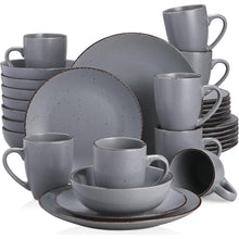 32-teiliges Steingut Tafelservice im Vintage Look Grau