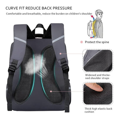 Schulrucksack Kinder wasserdicht, leicht & robust (Schwarz)