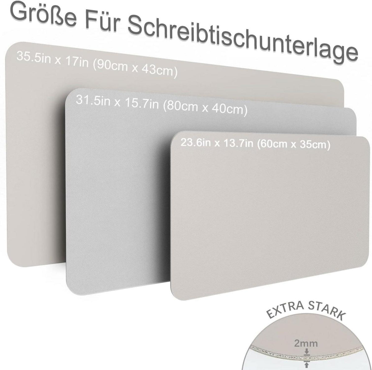 Oterri Schreibtischunterlage Mauspad Doppelseitig Beige Grau