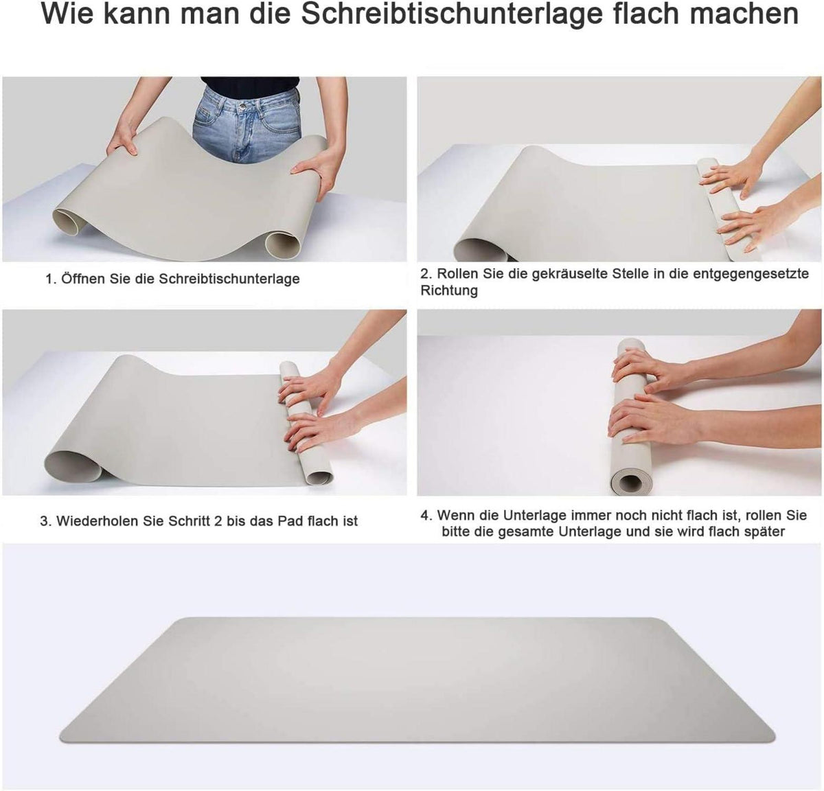 Schreibtischunterlage Mauspad doppelseitig 60x35 cm Beige Grau