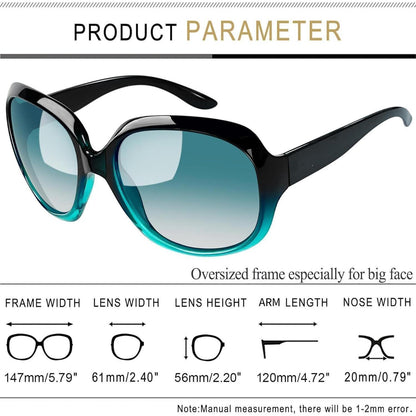 Übergroße Damen Sonnenbrille polarisiert UV400 Schutz Grün