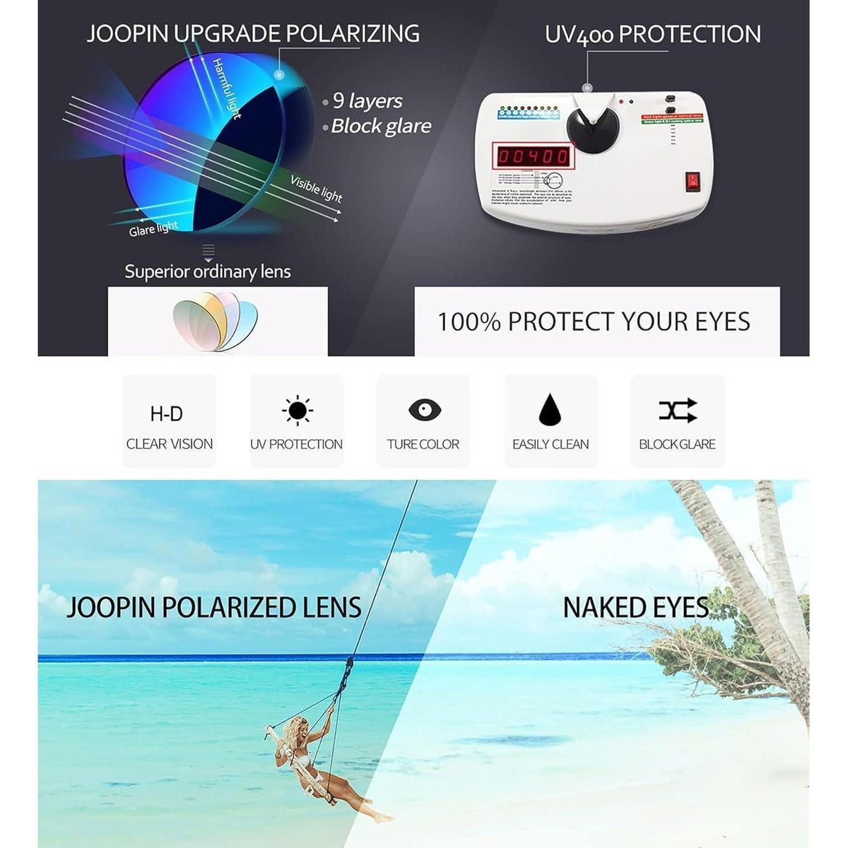 Übergroße Damen Sonnenbrille polarisiert UV400 Schutz Grün
