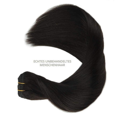 Clip-in Haarverlängerungen Echthaar 150g 50cm Schwarz
