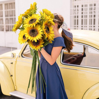 Künstliche Sonnenblumen Deko Blume 83cm Gelb Orange Herbst Sommer Kunstblumen