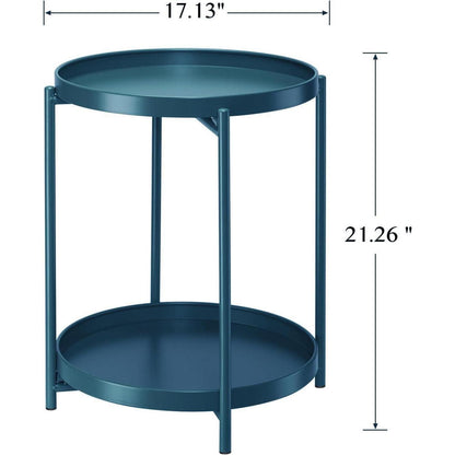 Danpinera 2-Etagen Beistelltisch Marineblau, Metall, klappbar