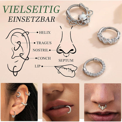 9x Nasenring Set | Septum, Daith, Helix | 16G Edelstahl