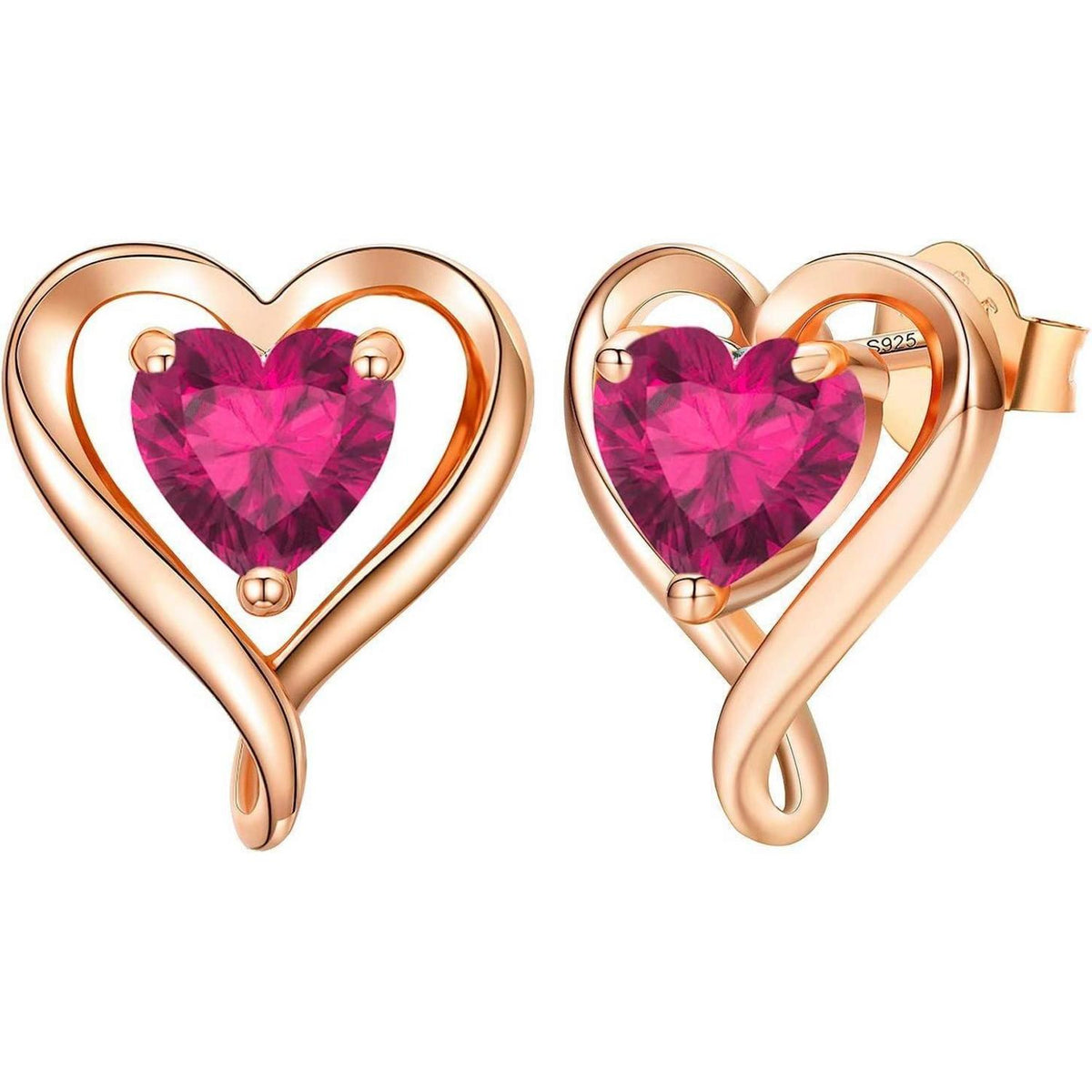 Ohrstecker Silber 925 Roségold Damen Herz Ohrringe Geschenk