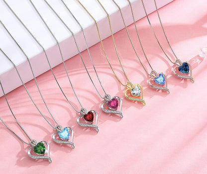 Schmuckset Damen 925 Silber Zirkonia Herz Halskette Ohrringe