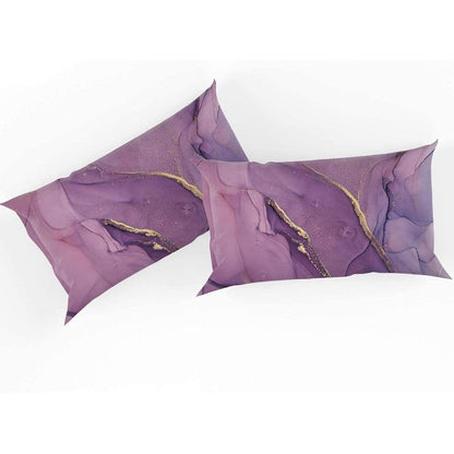 3tlg. Bettwäsche-Set Lila Gold Glitzer Marmor Design 220x240