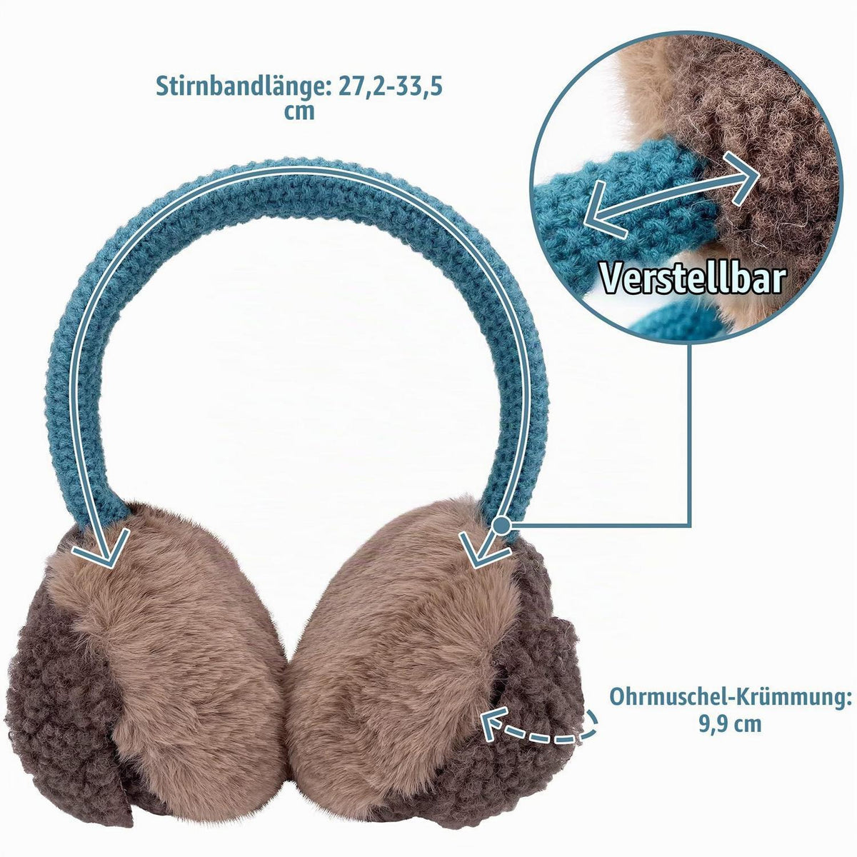 Kinder Ohrenschützer mit Tier Motiv aus Plüsch Braun M
