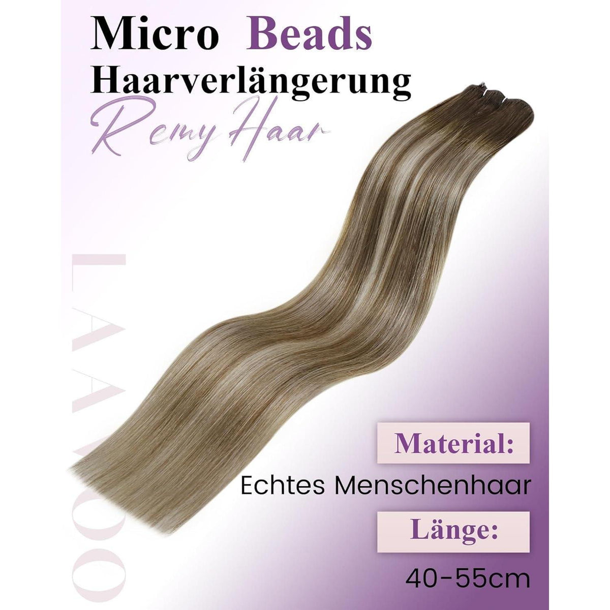 Echthaar Tressen Balayage Braun Ombre 40cm