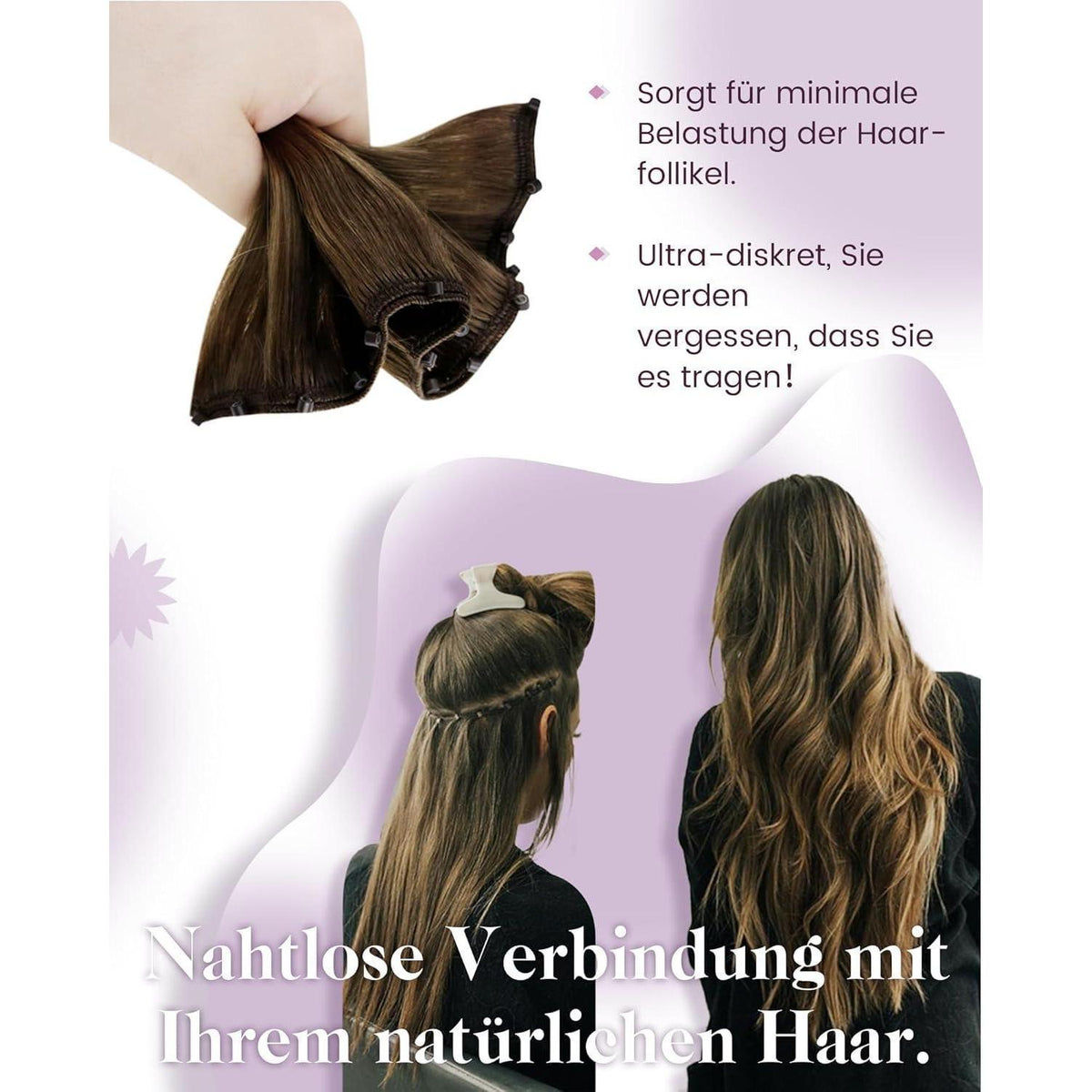 Echthaar Tressen Balayage Braun 50cm Micro Bead Extensions