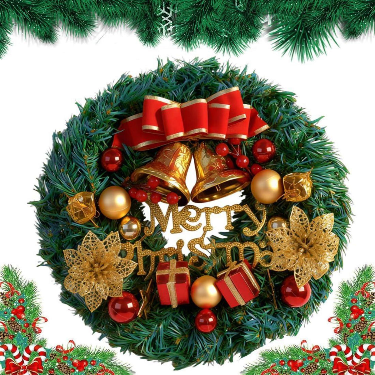 Weihnachtskranz 30cm - Festliche Deko für Tür & Adventszeit
