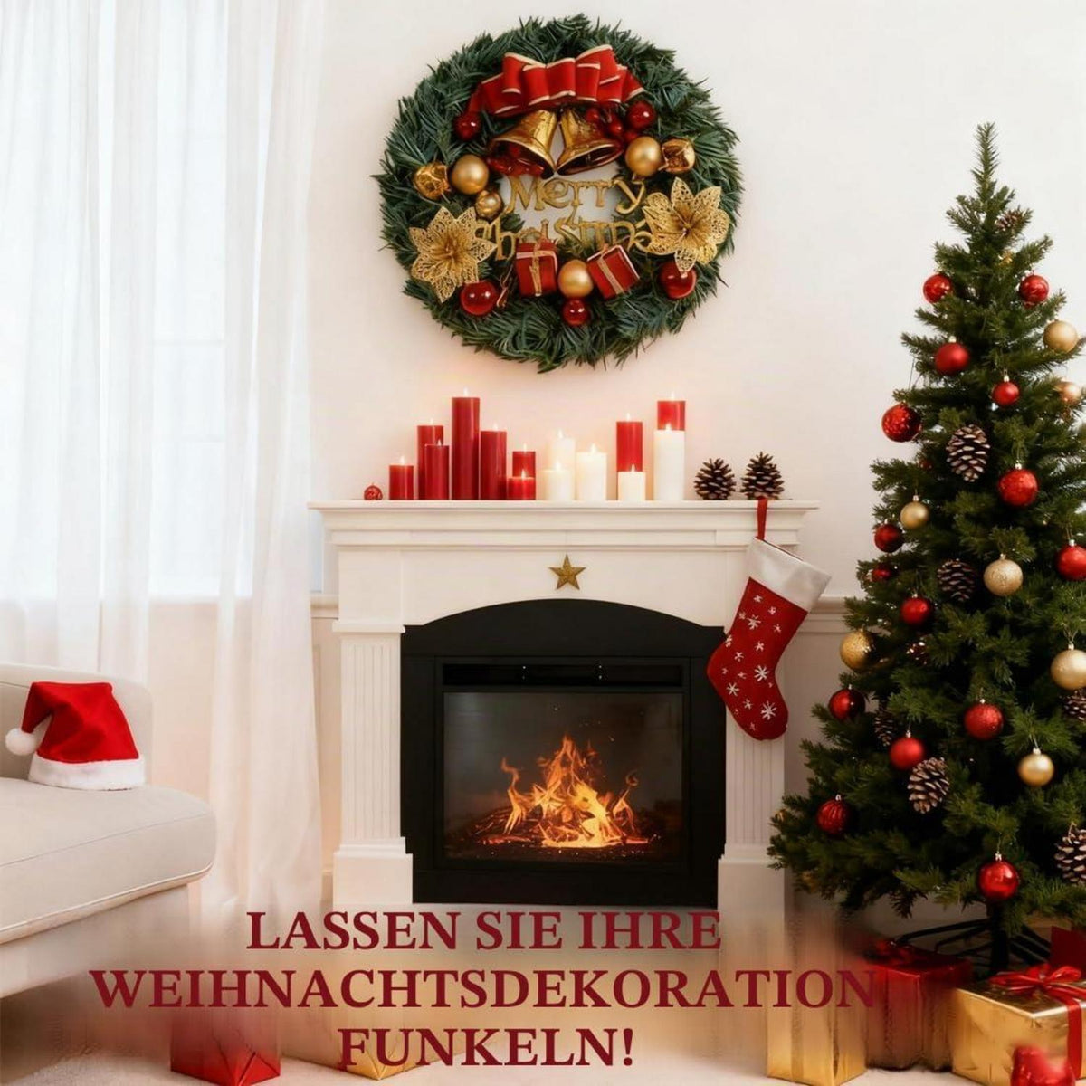 Weihnachtskranz 30cm - Festliche Deko für Tür & Adventszeit