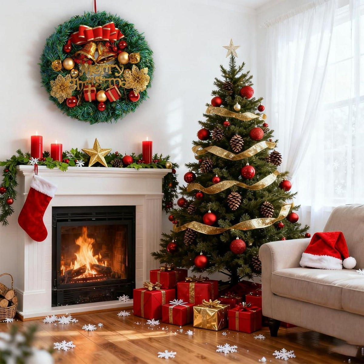 Weihnachtskranz 30cm - Festliche Deko für Tür & Adventszeit
