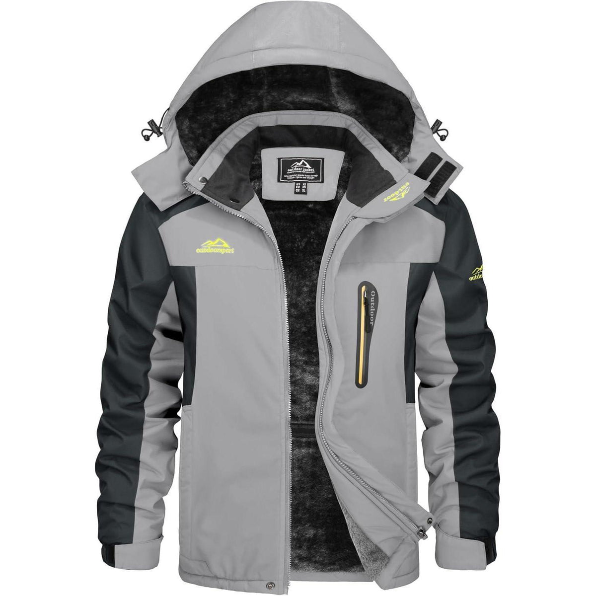 Herren Winterjacke Wasserdicht Warm Gefüttert Skijacke Hellgrau