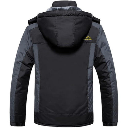 Herren Winterjacke Wasserdicht Warm Gefüttert Skijacke Schwarz-Grau