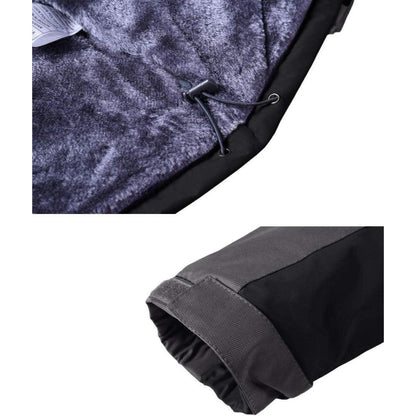 Herren Winterjacke Wasserdicht Warm Gefüttert Skijacke Schwarz-Grau