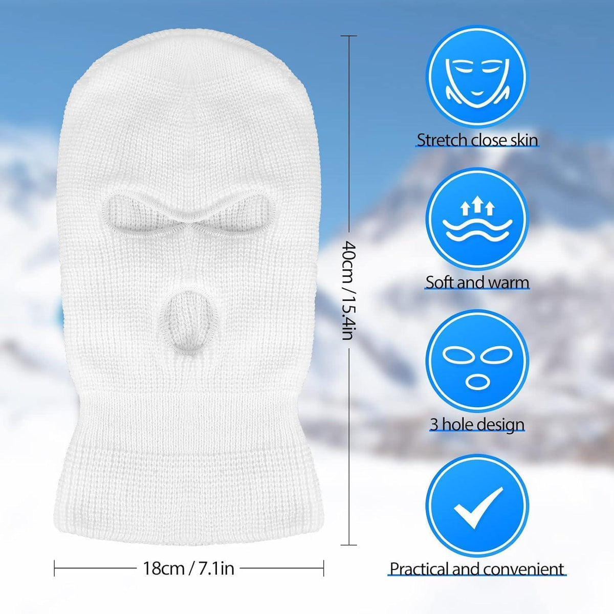 Gestrickte Sturmhaube mit 3 Löchern – Wintergesichtsmaske