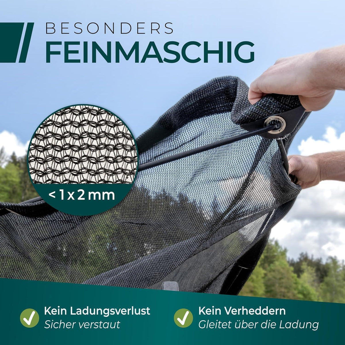 Feinmaschiges Anhängernetz 2,5x4,5m – Ladungssicherung mit Gummizug
