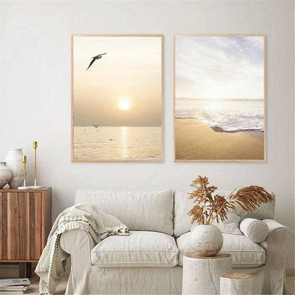 3er Poster Set Sonnenuntergang Strand - Stilvolle Wandbilder 30 x 40 cm