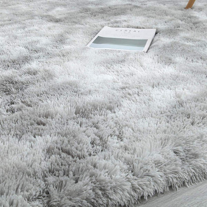 Flauschiger Rundteppich Grau Weiß 200x250cm – Weich & Rutschfest