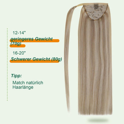 Echthaar Zopfverlängerung Blond Highlights 35cm