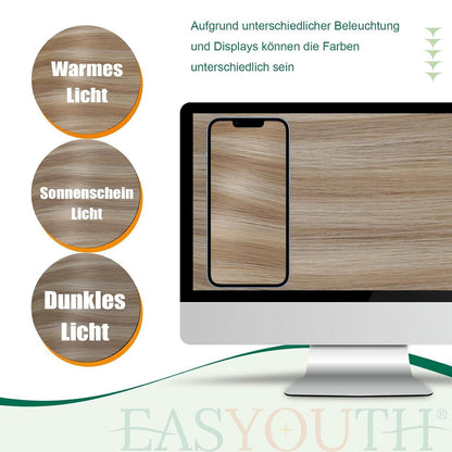 Echthaar Zopfverlängerung Blond Highlights 35cm