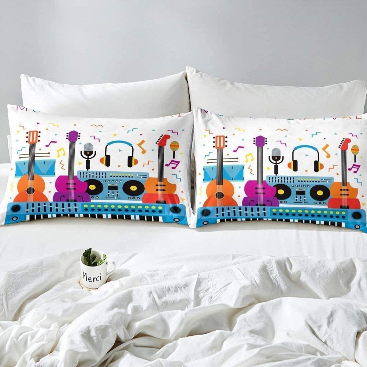 Gitarren Bettwäsche Set Kinder Musik Bettbezug 220x240 cm