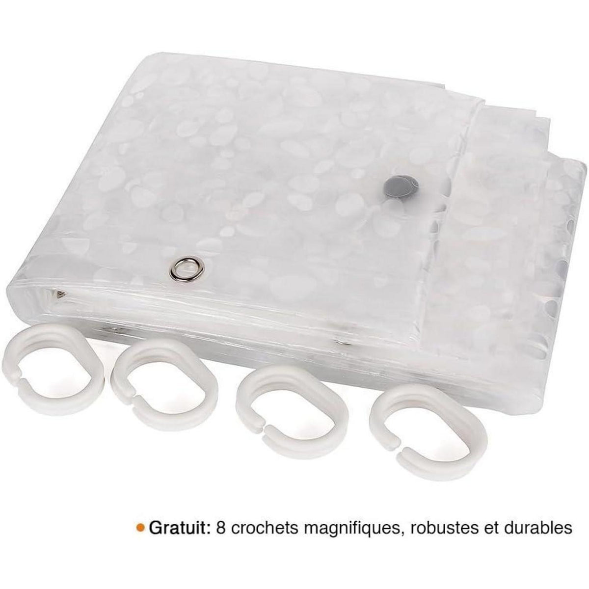 Duschvorhang Anti-Schimmel mit Magneten, 120x180cm, 3D Steinmuster, transparent