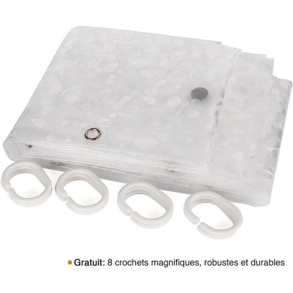 Duschvorhang Anti-Schimmel mit Magneten, 120x180cm, 3D Steinmuster, transparent