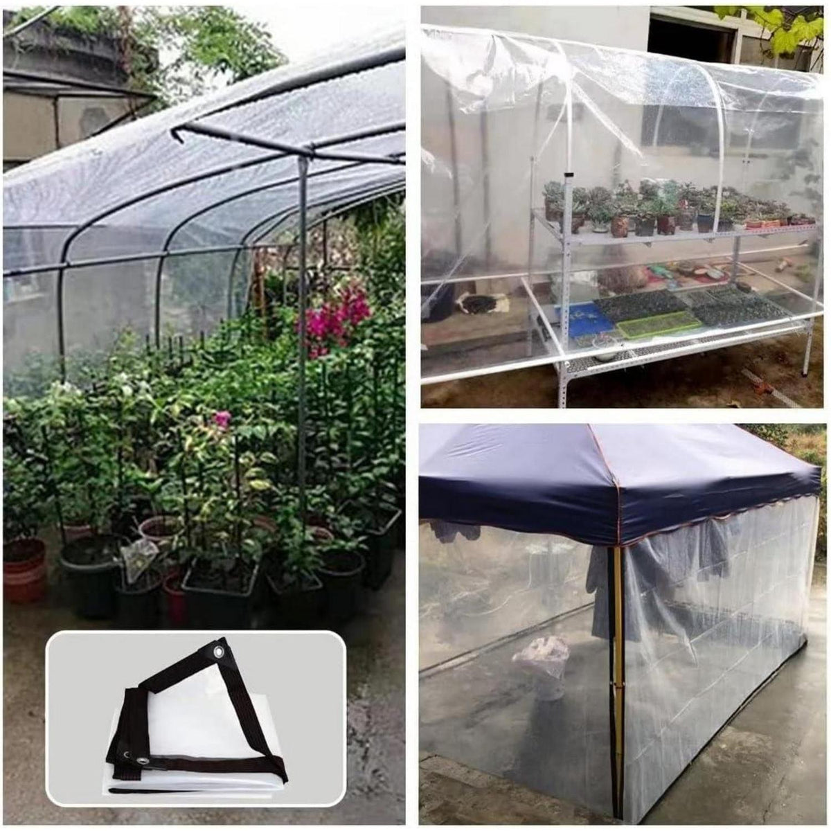 Transparente Abdeckplane 2x3m mit Ösen, wetterfest