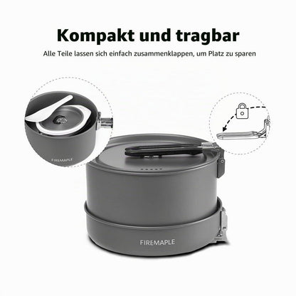 Camping Kochset 12-teilig – Leicht & Robust für 3-4 Personen