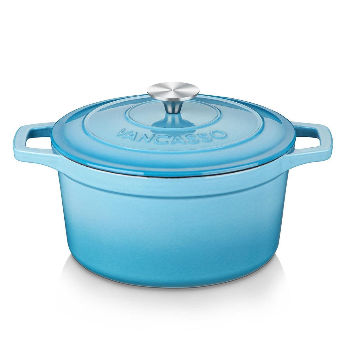 Gusseiserner Bräter mit Deckel, 5L, Blau