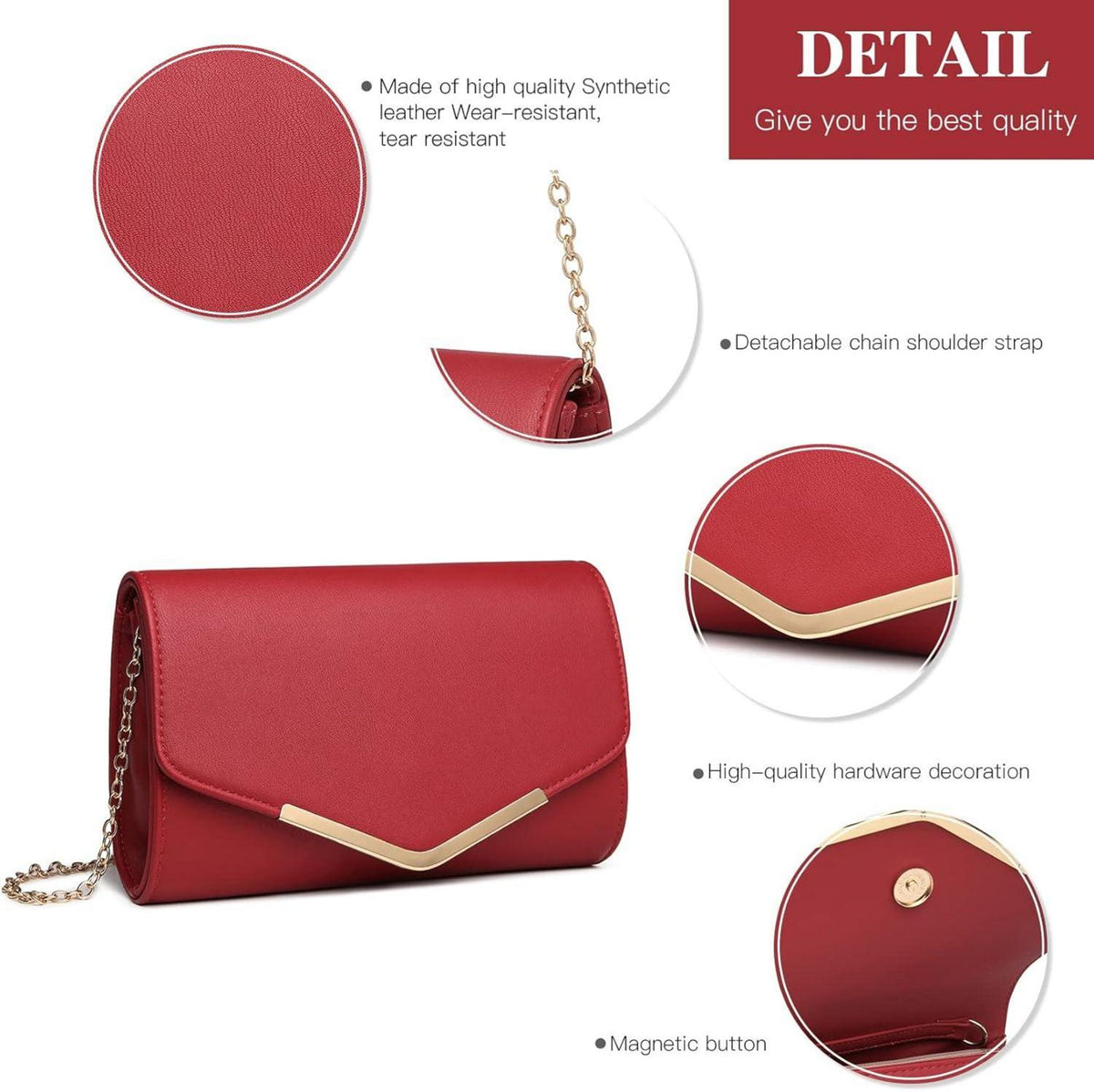 Miss Lulu Damen Clutch Abendtasche Kettentasche Hochzeit Handtasche