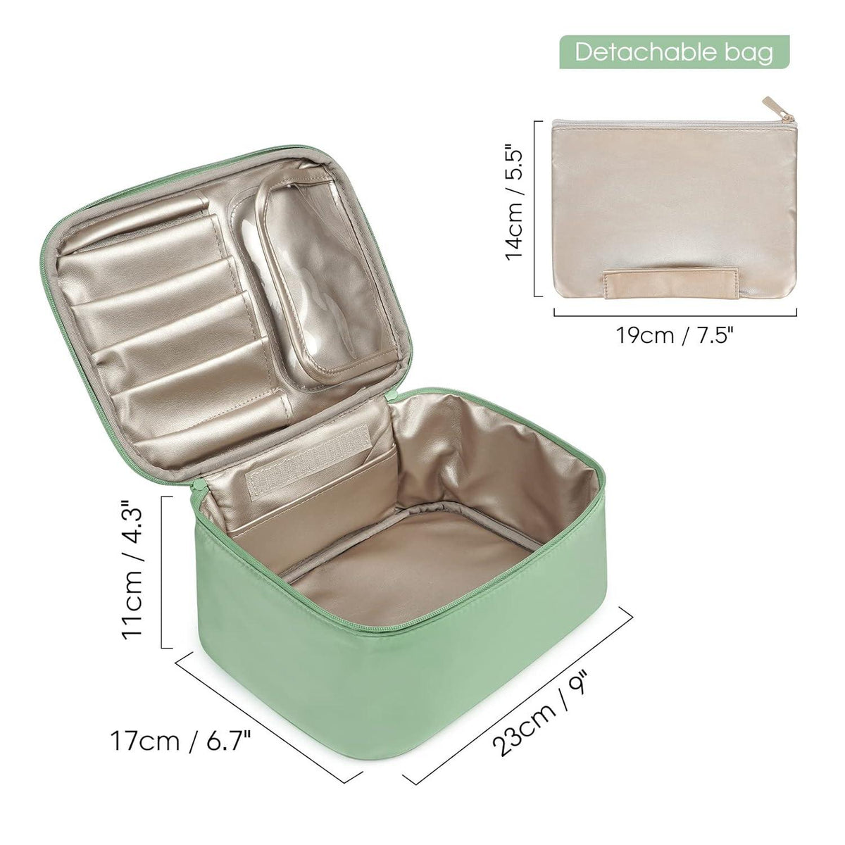 Große Reise Kosmetiktasche Schminktasche Organizer Damen Mädchen Makeup Minzgrün