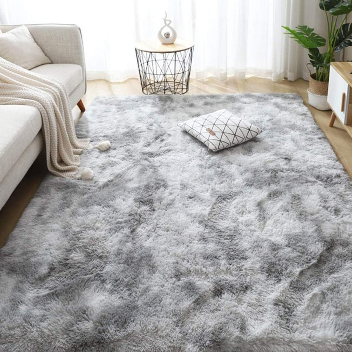 Shaggy Teppich Grau/Weiß 200x250cm - Weich & Rutschfest