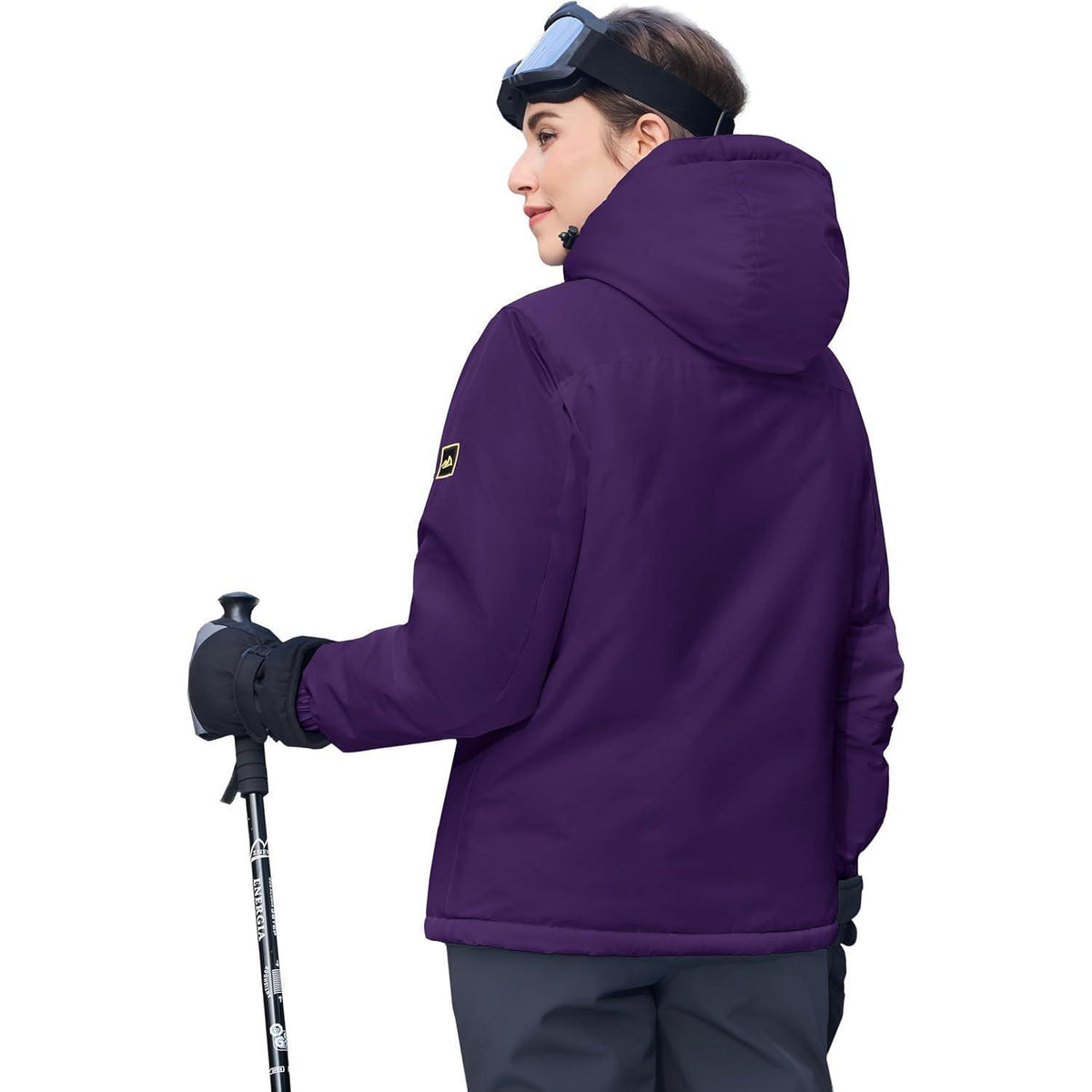 Damen Winterjacke Wasserdicht Winddicht Fleece Dunkelviolett XL