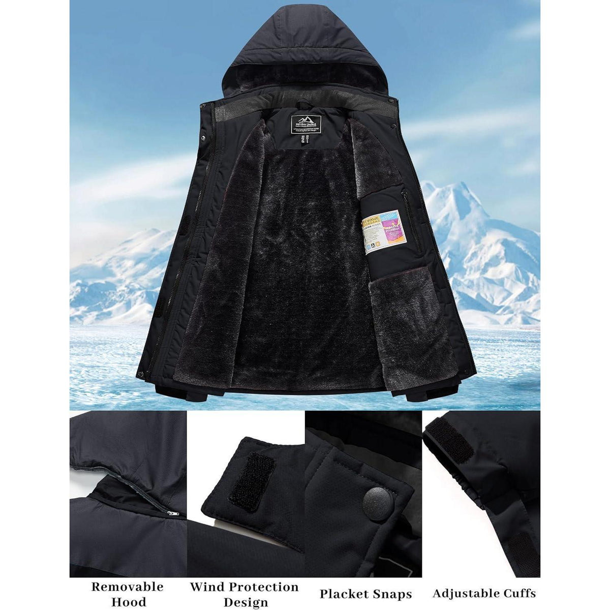 Damen Winterjacke mit Fleece, wasserdicht, atmungsaktiv