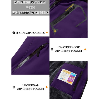 Damen Winterjacke Wasserdicht Winddicht mit Fleece Dunkelviolett