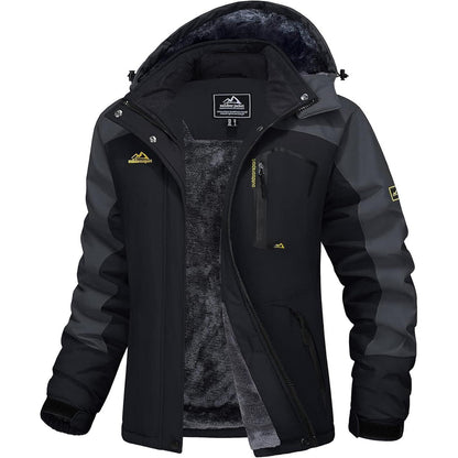 Damen Winterjacke mit Fleece, wasserdicht, abnehmbarer Hut
