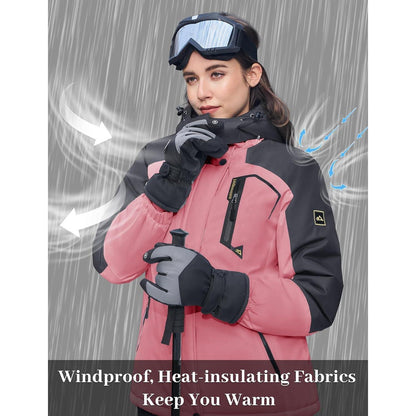 Damen Winterjacke mit Fleece, wasserdicht, Rosig, XL
