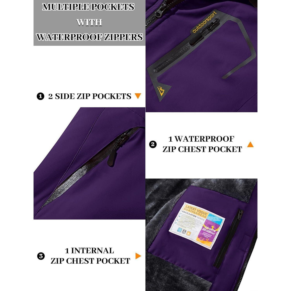 Damen Winterjacke mit Fleece – Wasserdicht & Winddicht – Dunkelviolett