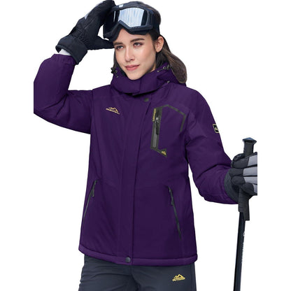 Damen Skijacke Winterjacke Fleece Parka Dunkelviolett XXL