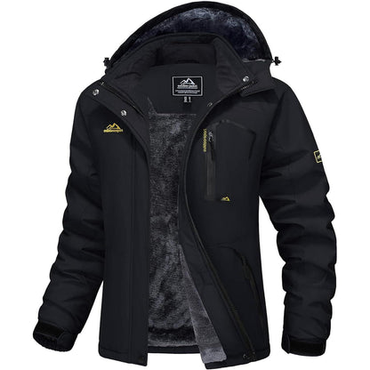 Damen Skijacke Winterjacke Fleece Parka Schwarz