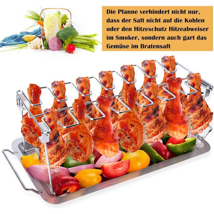 Hähnchenschenkel Halter für Grill Auffangschale Grillzubehör